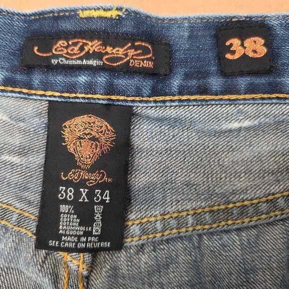 Ed Hardy by Christian Audigier Jeans Men's Vintage Jeans Big Logo Y2k 38x34 - Picture 10 of 16